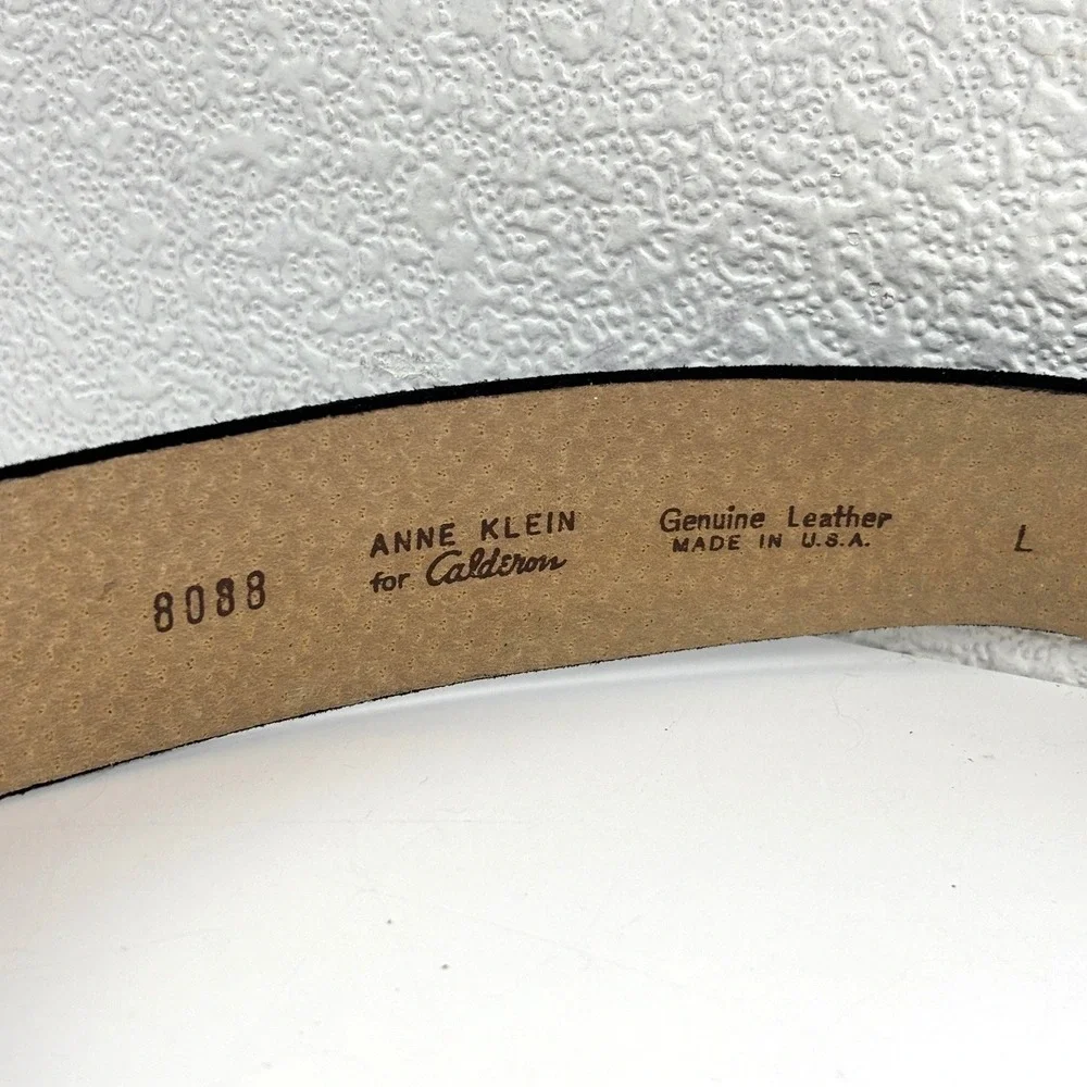 VTG Anne Klein Calderon Belt Womens L Black Leather Suede Gold Braided Mob Wife